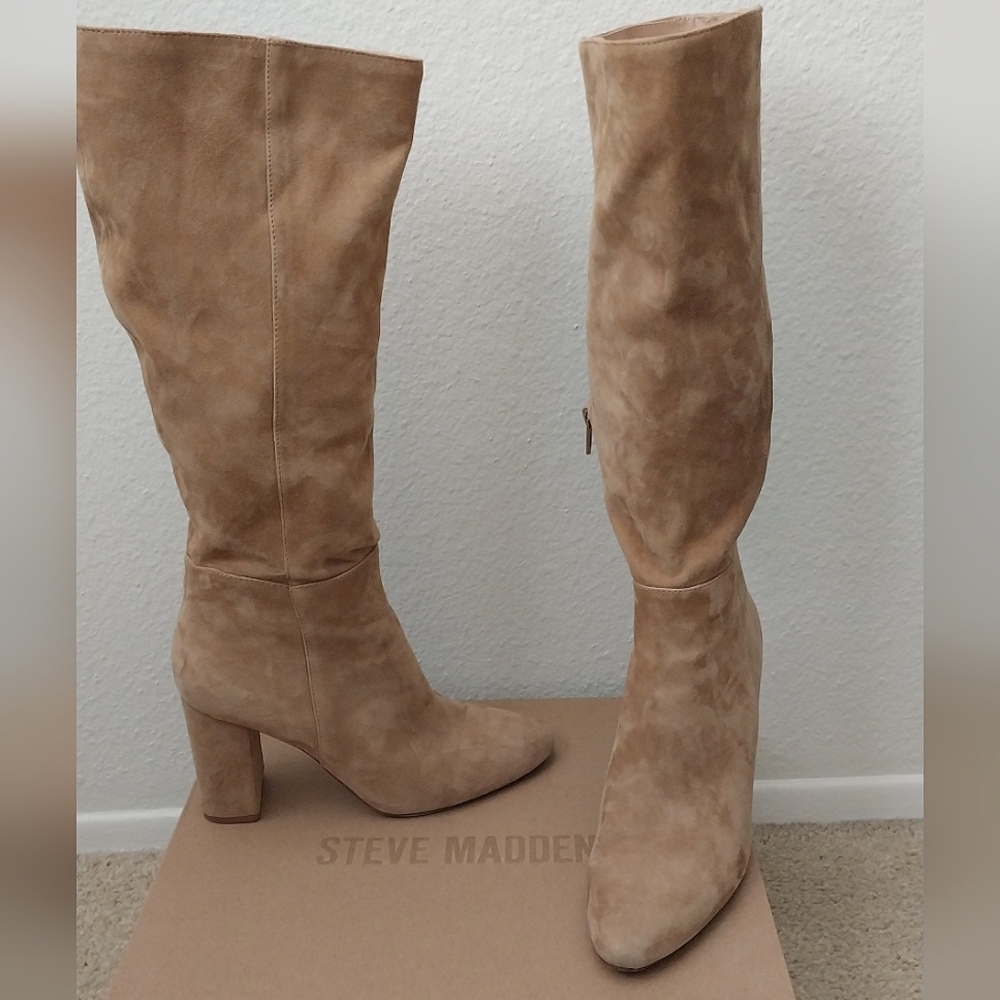Steve Madden Ninny Camel Suede Knee-high Boots | Size 8